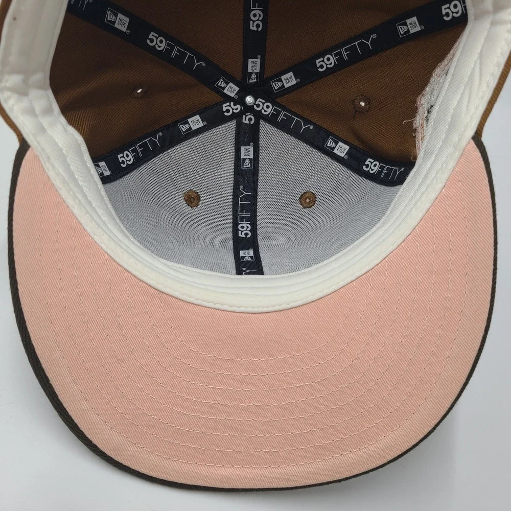 Texas Rangers Hat Fitted 7 3/4 New Era 59Fifty Brown Pink American League Patch